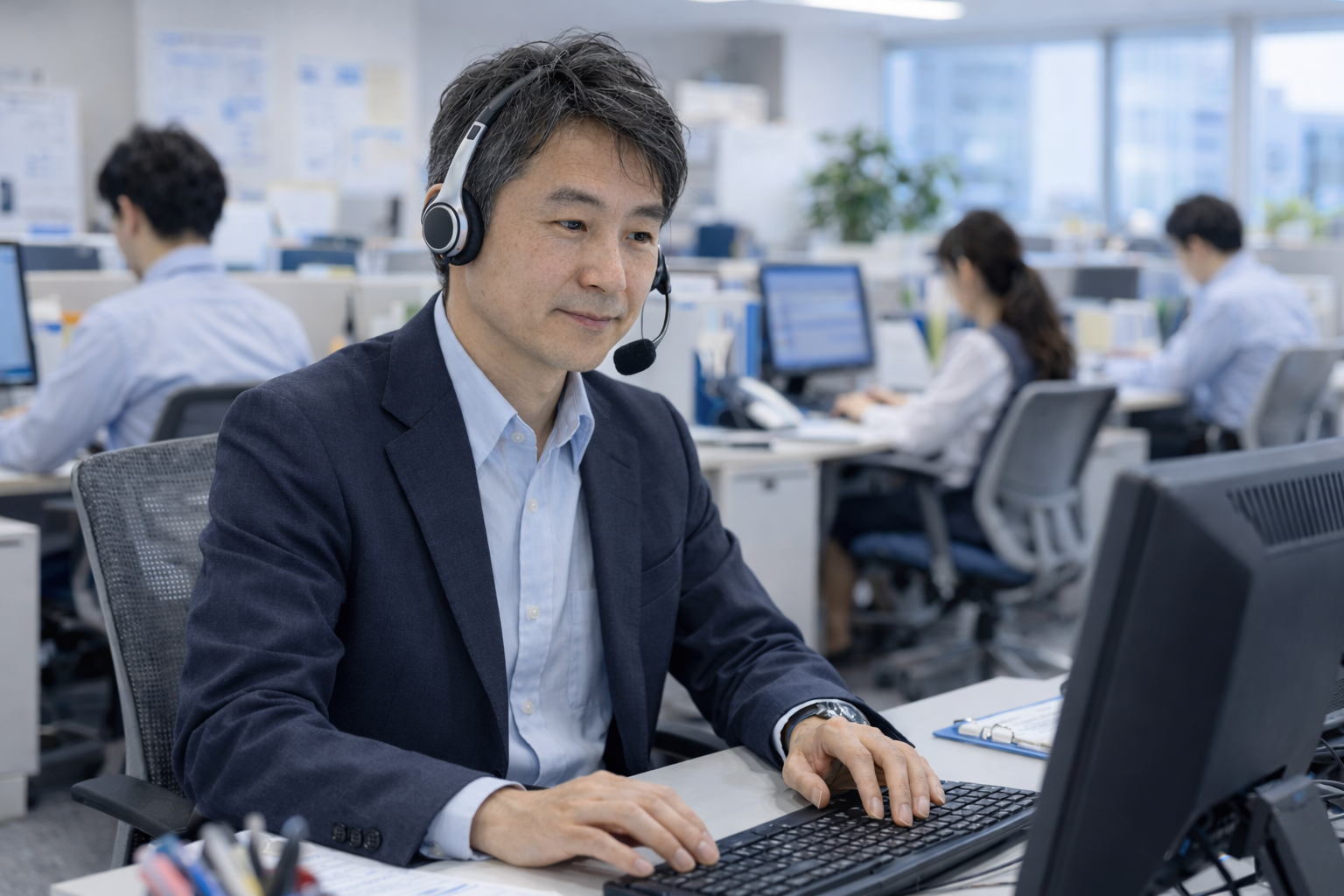 ヒアリング対応するオペレーター