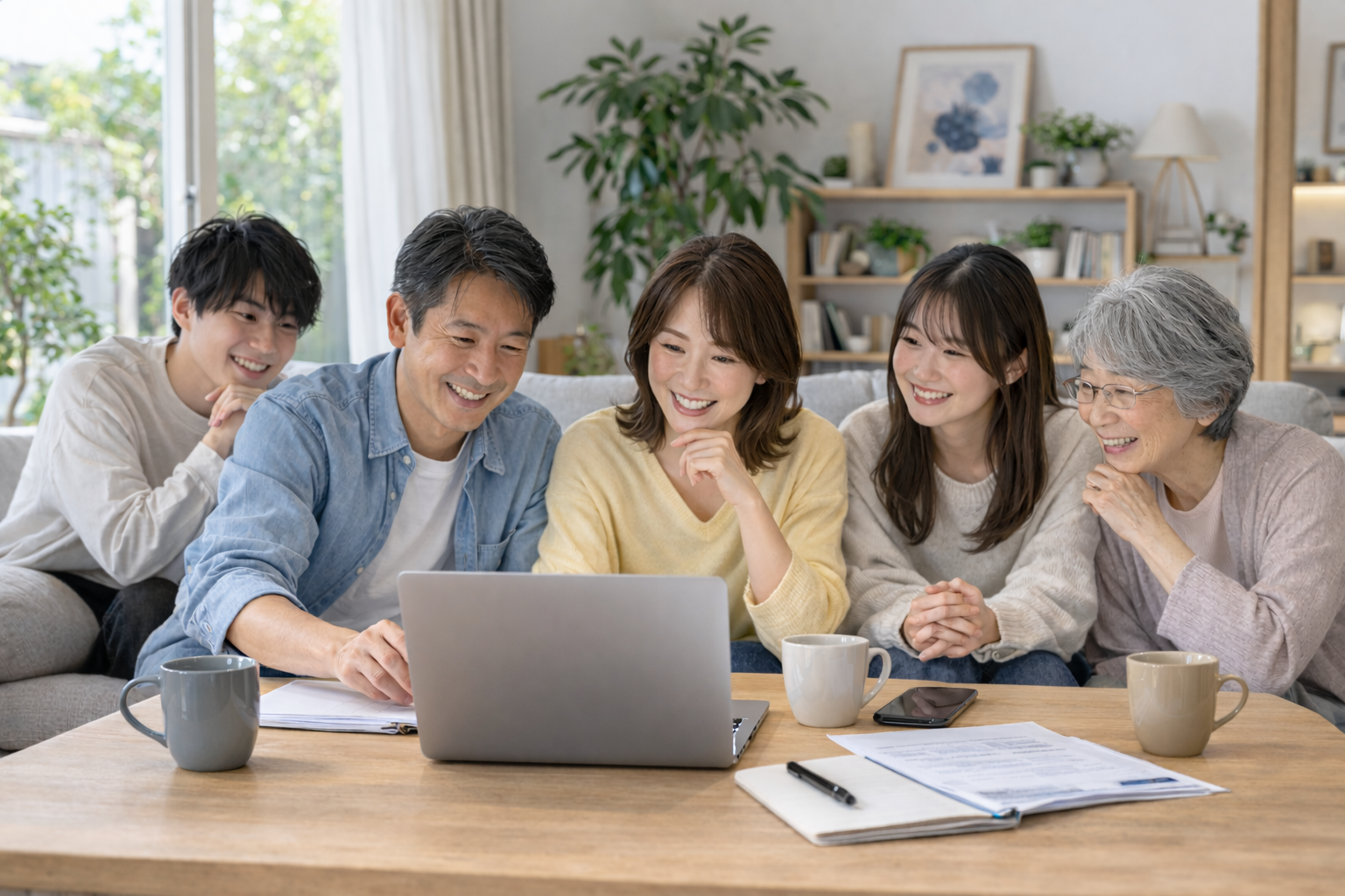 家族でオンライン相談している様子