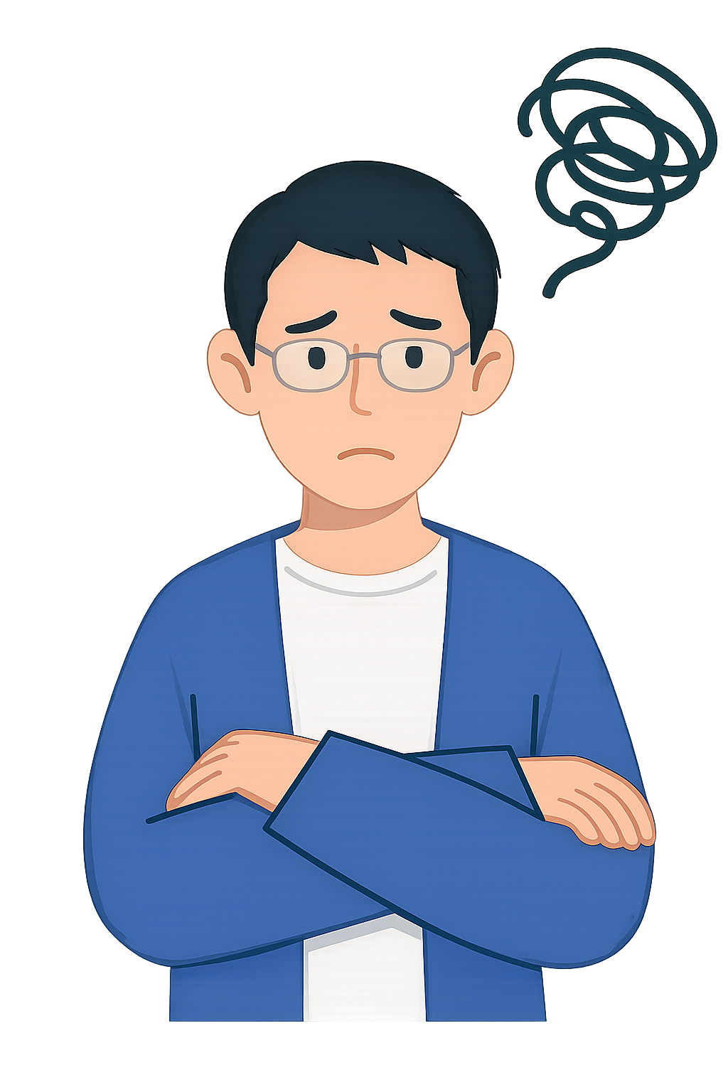 困っている男性のイラスト